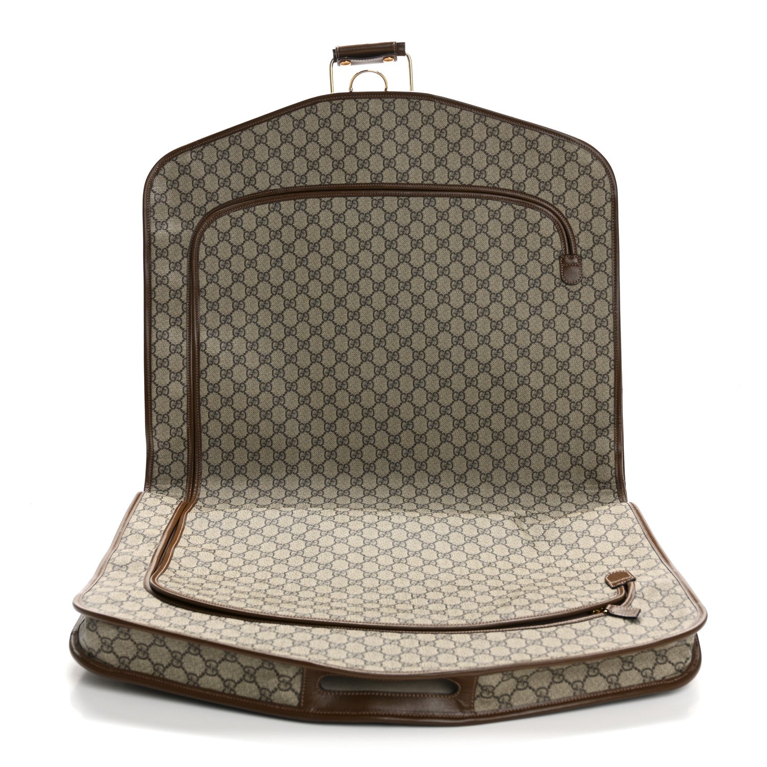 GG Supreme Monogram Azalea Calfskin Retro Interlocking G Hanger Garment Bag Beige Ebony Brown Sugar