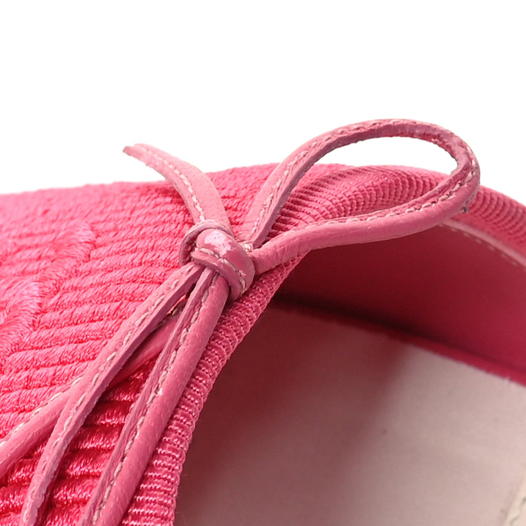 Fabric Embroidered CC Bow Mules 36 Dark Pink