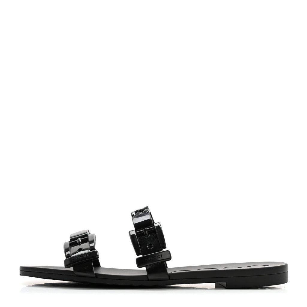 Rubber Womens Slide Sandals 38 Black