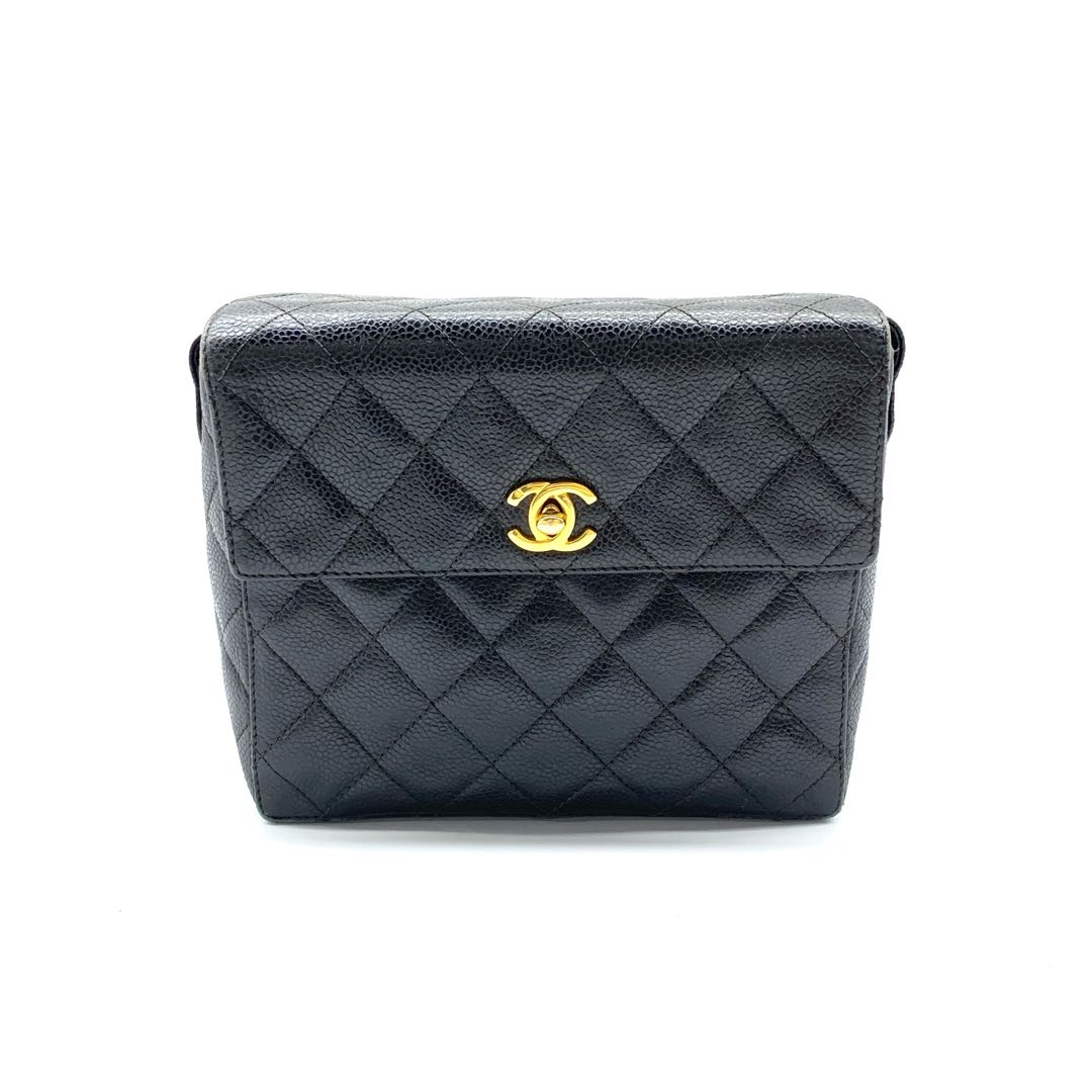 Chanel Straight Flap Caviar Leather Shoulder Bag