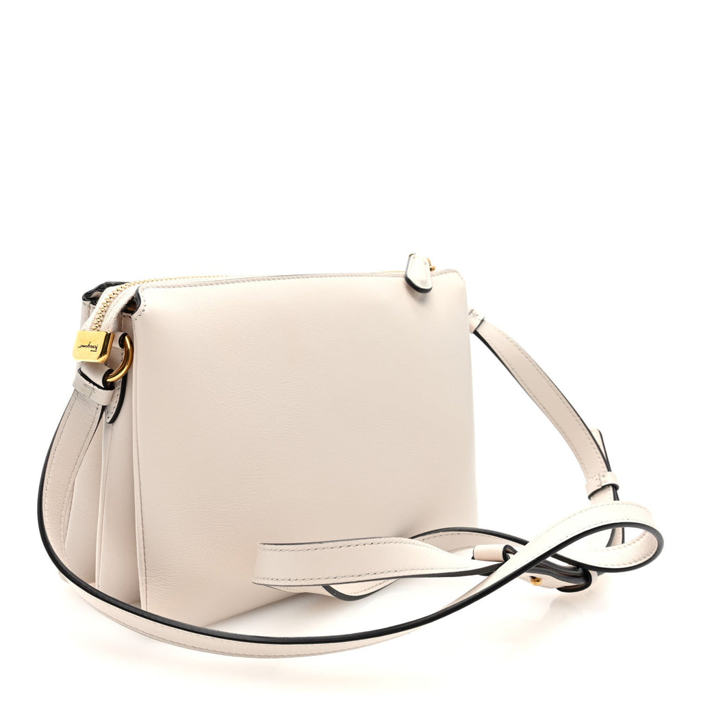 Calfskin Trapezio Shoulder Bag White