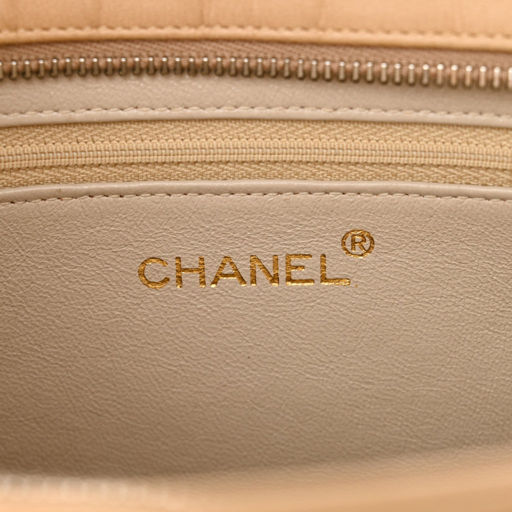 Lambskin Quilted Diamond CC Bekko Chain Shoulder Bag Beige