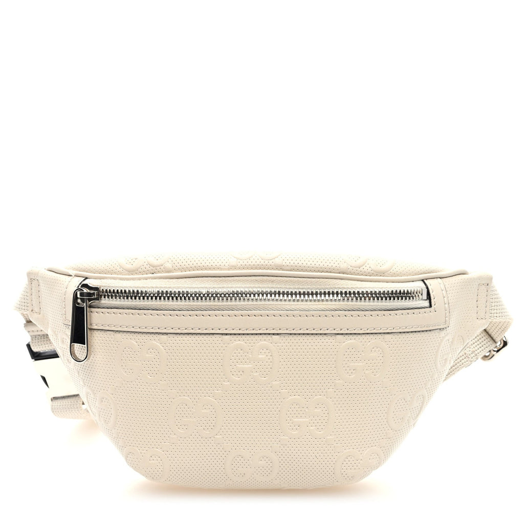 Calfskin GG Tennis Embossed Belt Bag Mystic White