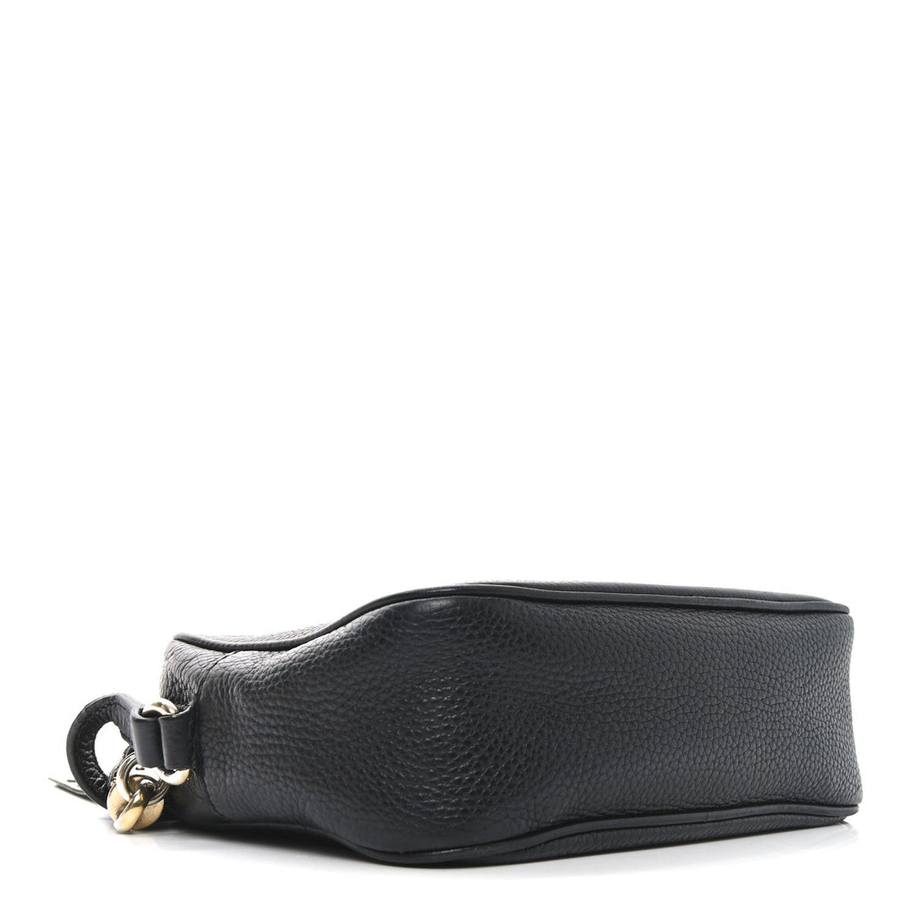 Pebbled Calfskin Small Soho Disco Bag Black