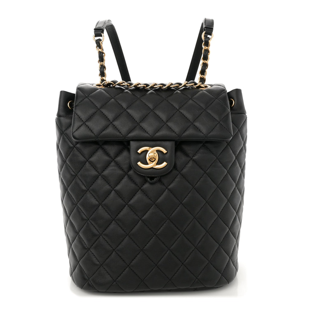 Lambskin Quilted Small Urban Spirit Backpack Black