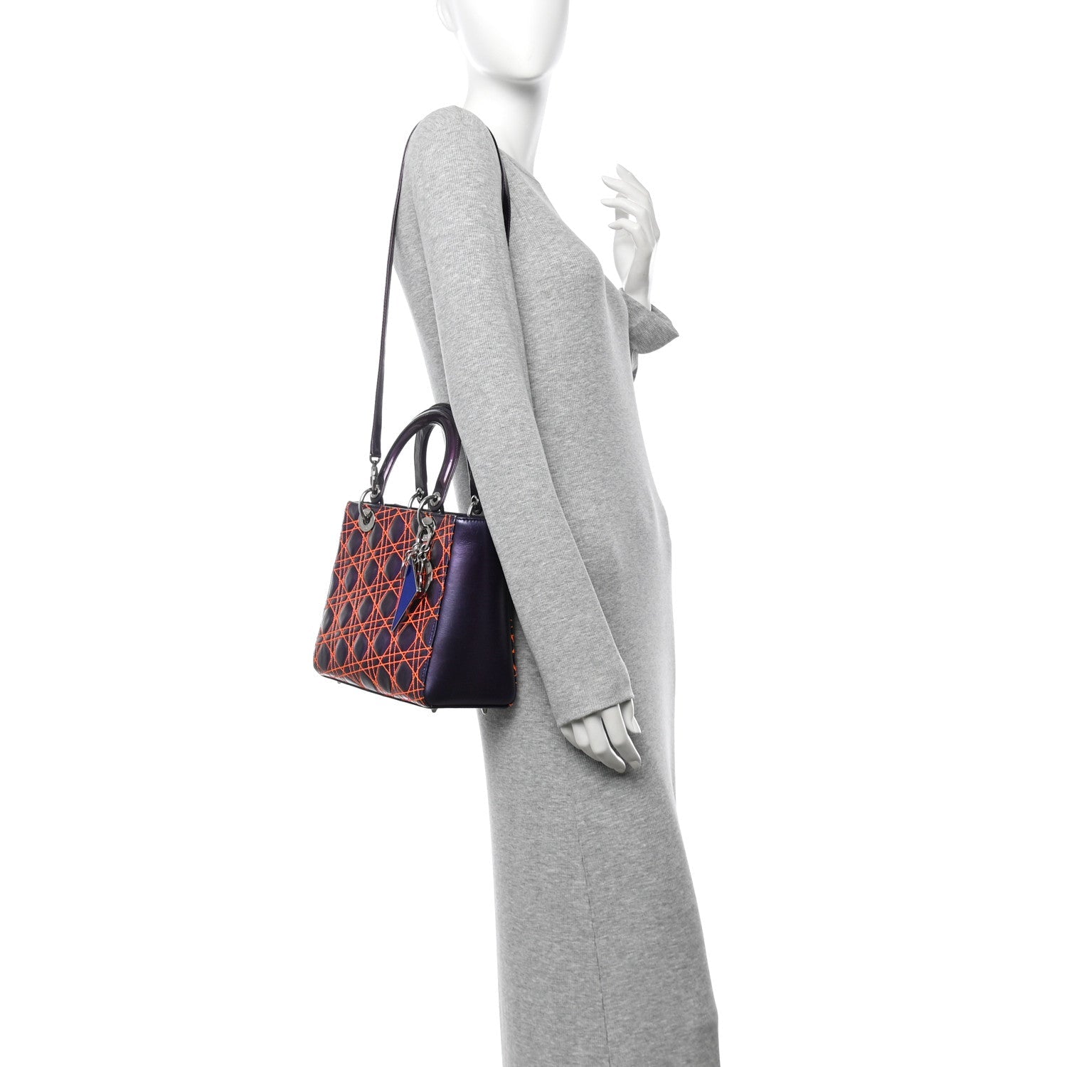 Metallic Lambskin Cannage Medium Anselm Reyle Lady Dior Purple Orange