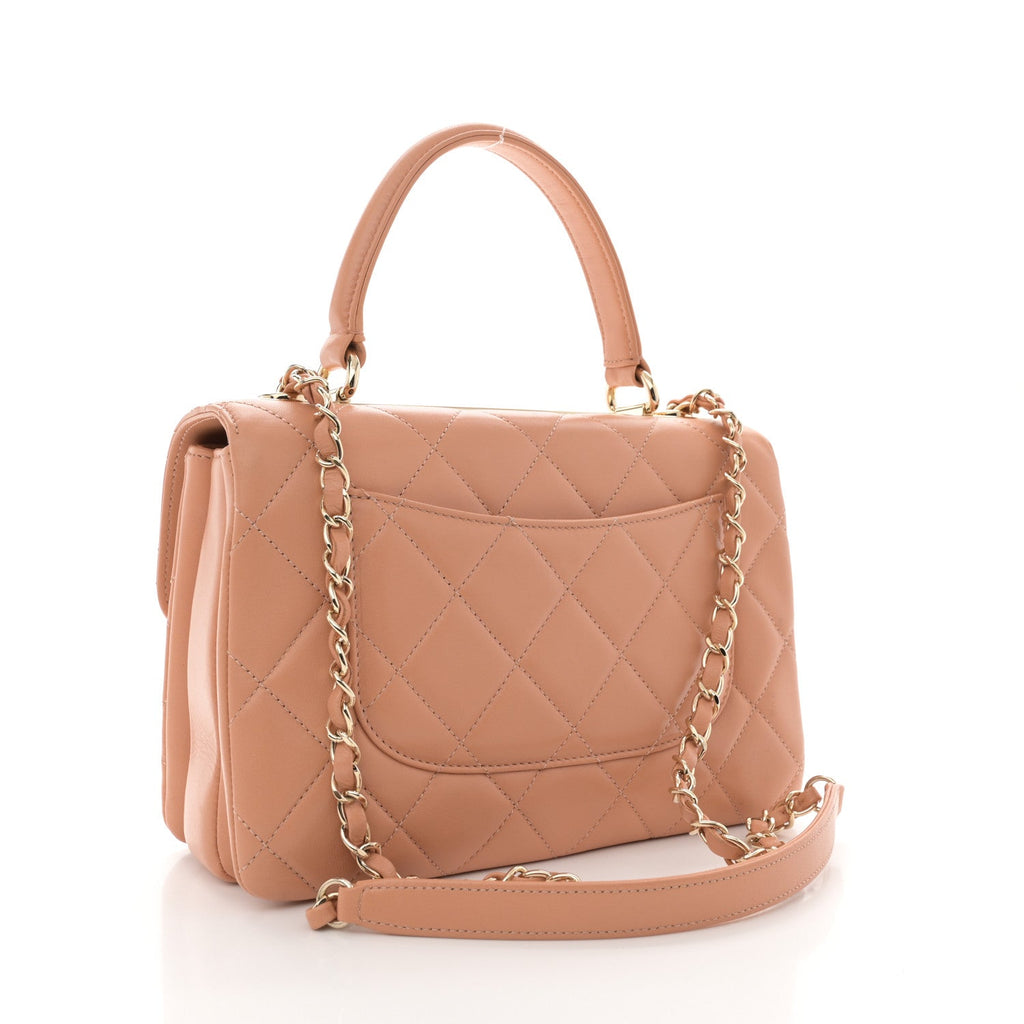 Lambskin Quilted Small Trendy CC Dual Handle Flap Bag Camel