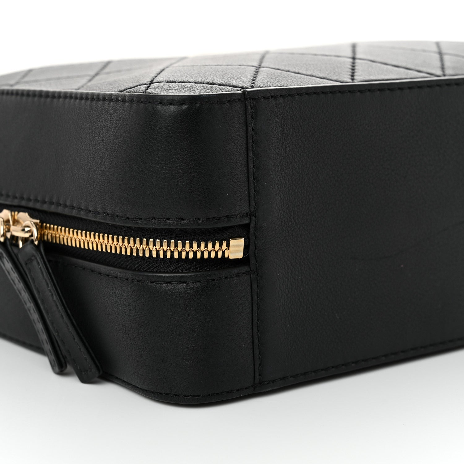 Calfskin Quilted Travel Kit Vanity Case Black