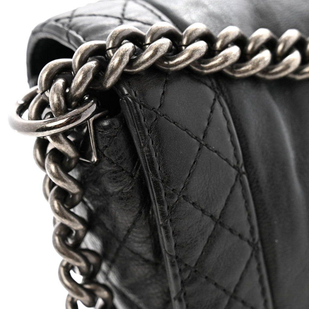 Calfskin Medium Boy Reverso Flap Black