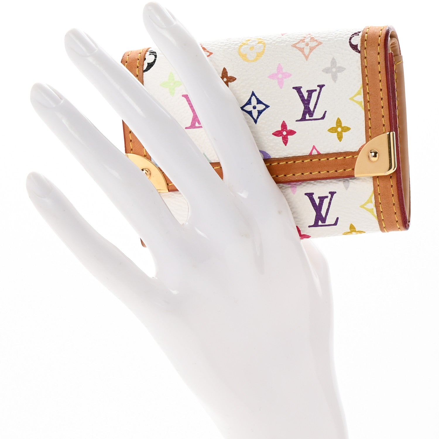 Monogram Multicolor Porte-Monnaie Plat Coin Purse White
