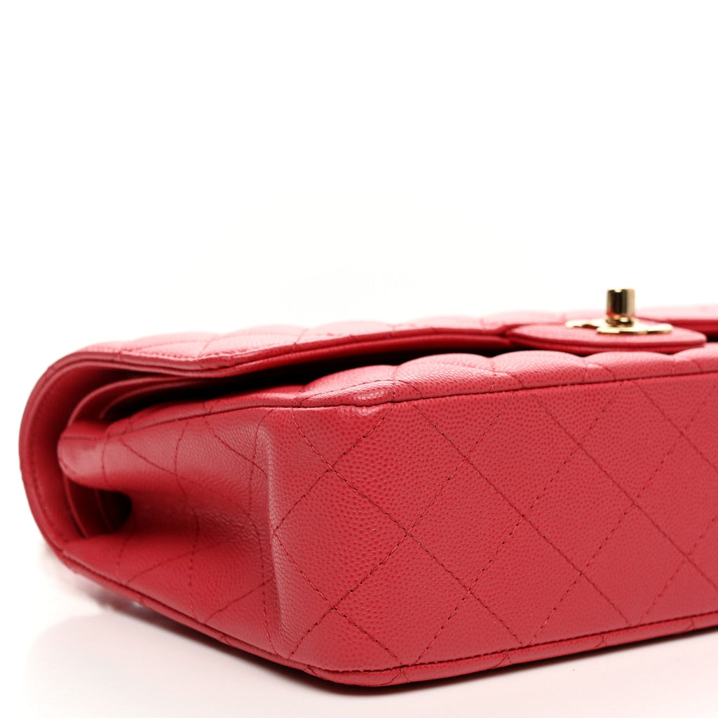 Caviar Quilted Medium Double Flap Pink