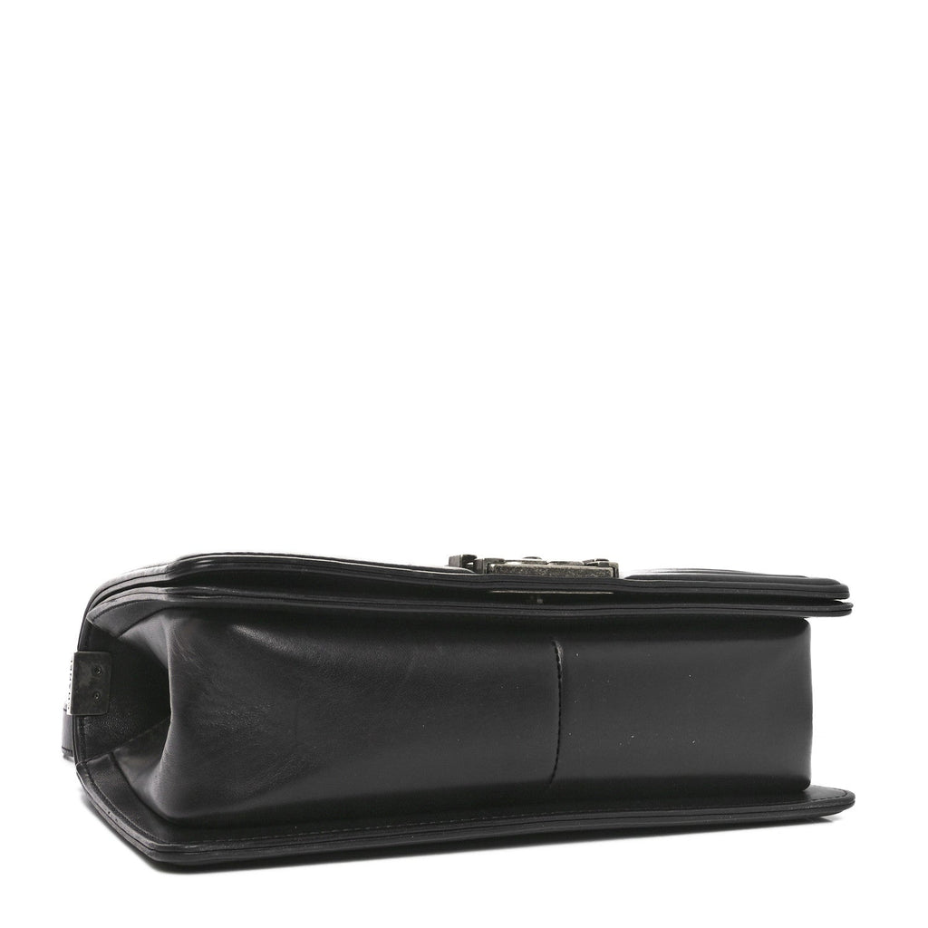 Lambskin Pleated Medium Boy Flap Black