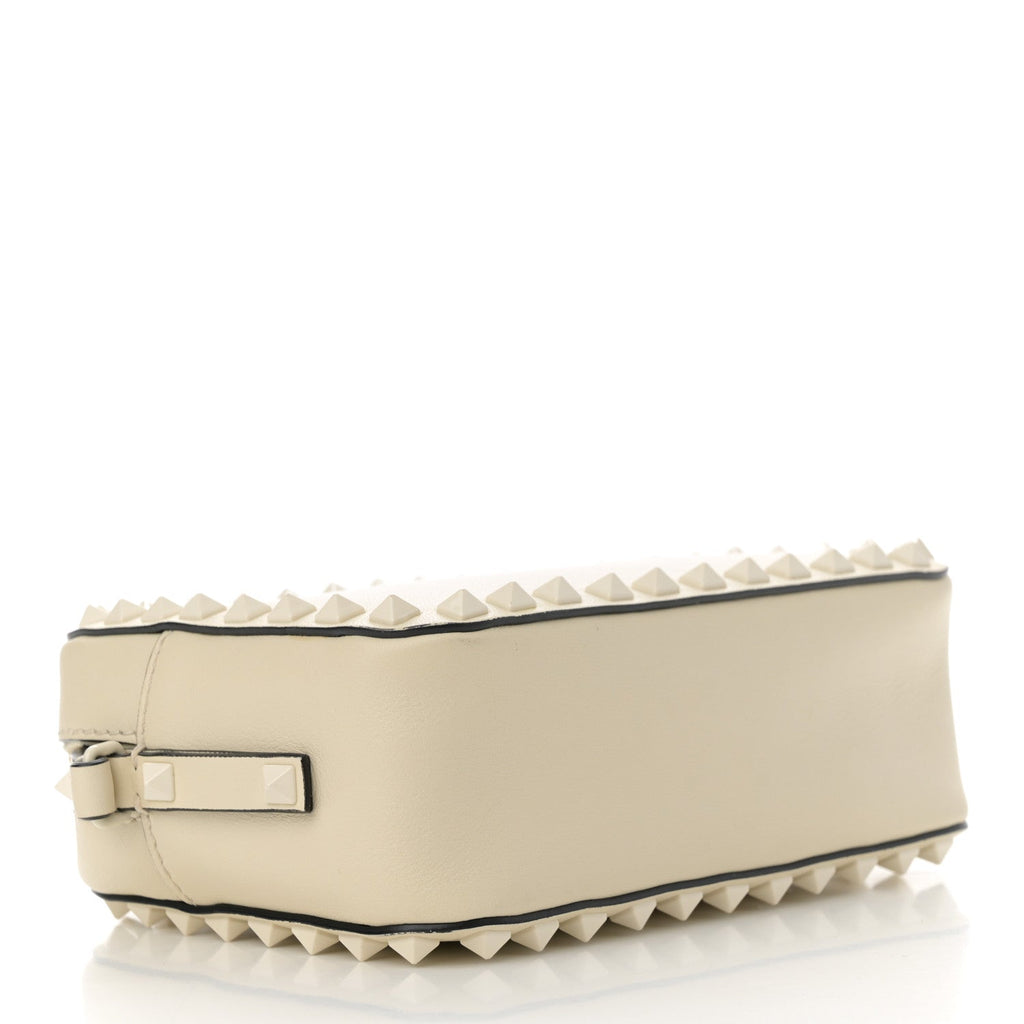Vitello Monochrome Rockstud Camera Crossbody Bag Ivory