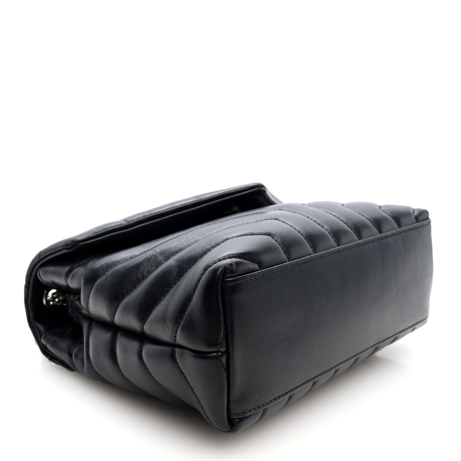 Calfskin Y Quilted Monogram Small Loulou Chain Satchel Black