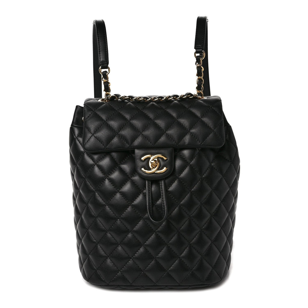 Lambskin Quilted Small Urban Spirit Backpack Black