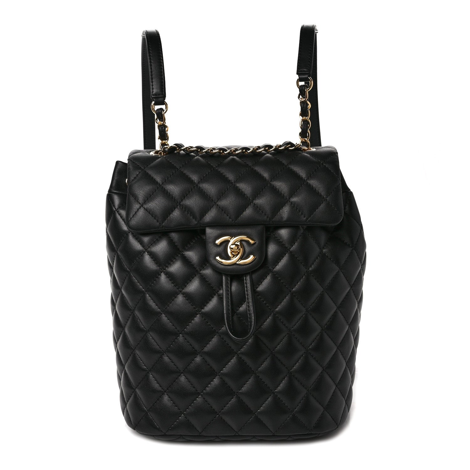 Lambskin Quilted Small Urban Spirit Backpack Black