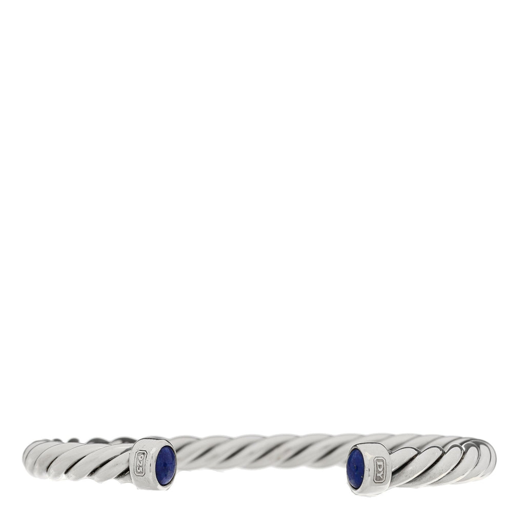 Sterling Silver Lapis Lazuli 6mm Cable Classic Cuff Bracelet