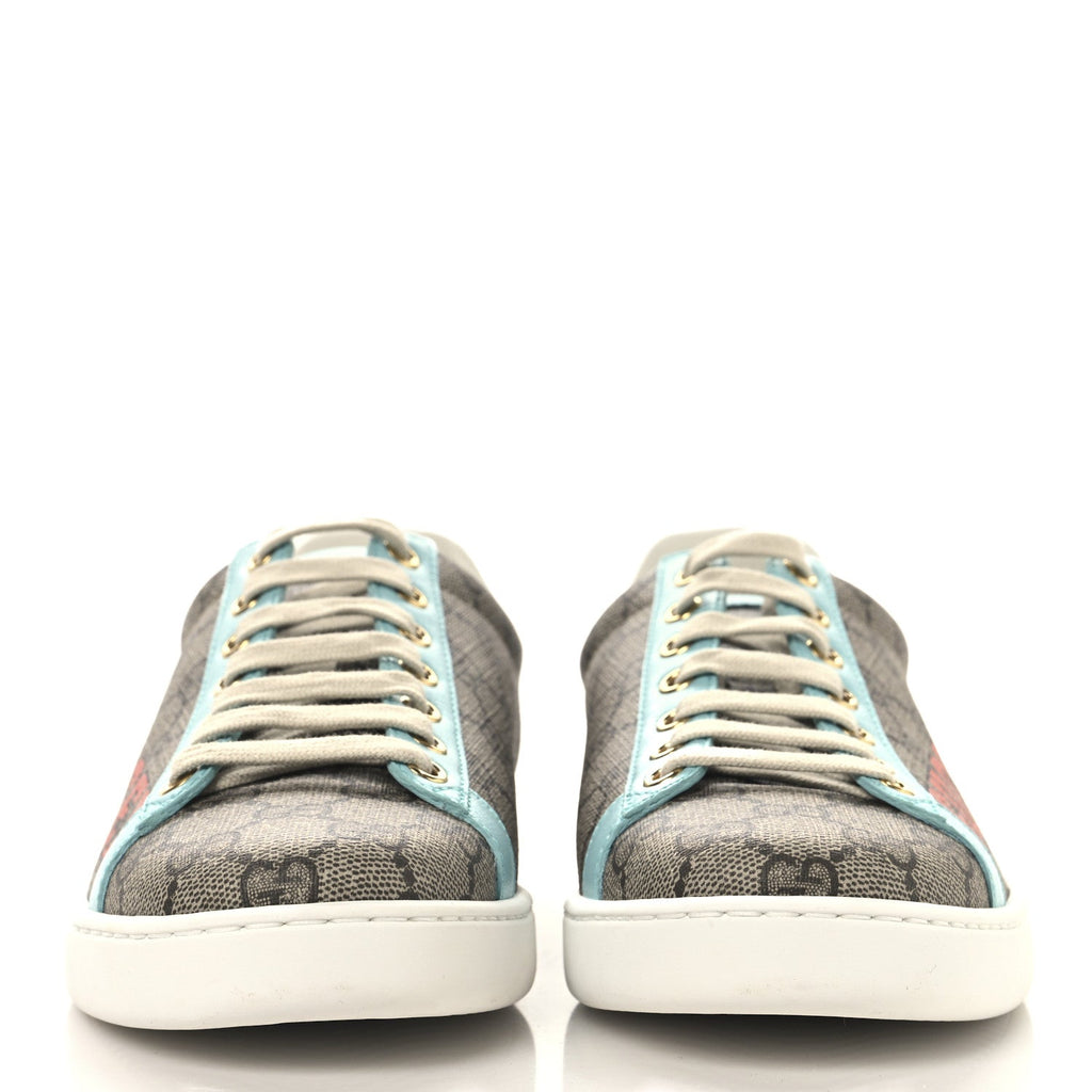 GG Supreme Monogram Gucci Tiger Womens Ace Sneakers 37.5 Beige Blue Red
