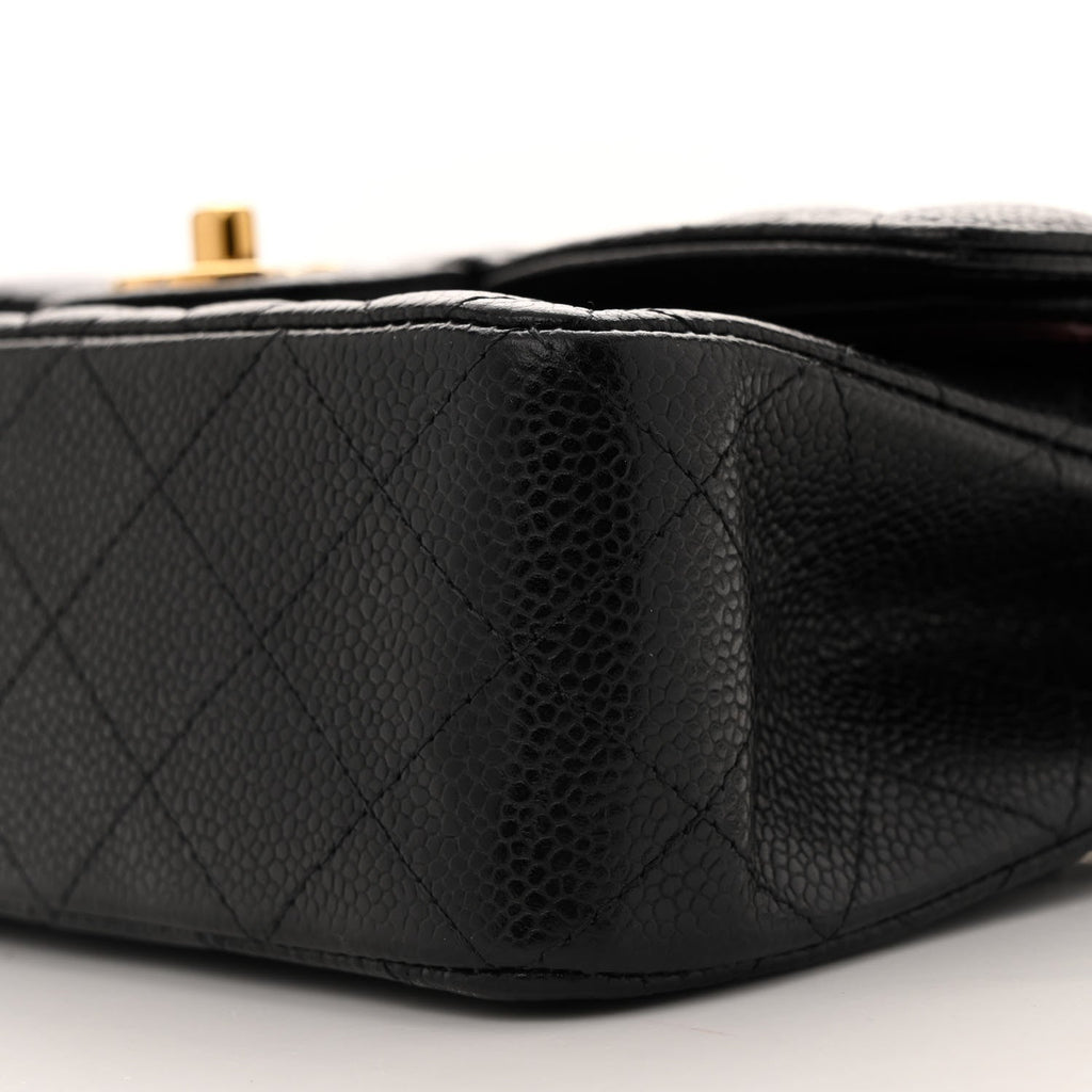 Caviar Quilted Small Double Flap Black