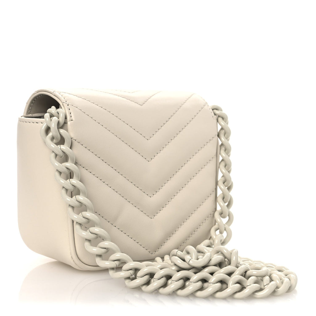 Calfskin Matelasse Monochrome GG Marmont Chain Mini Belt Bag Mystic White