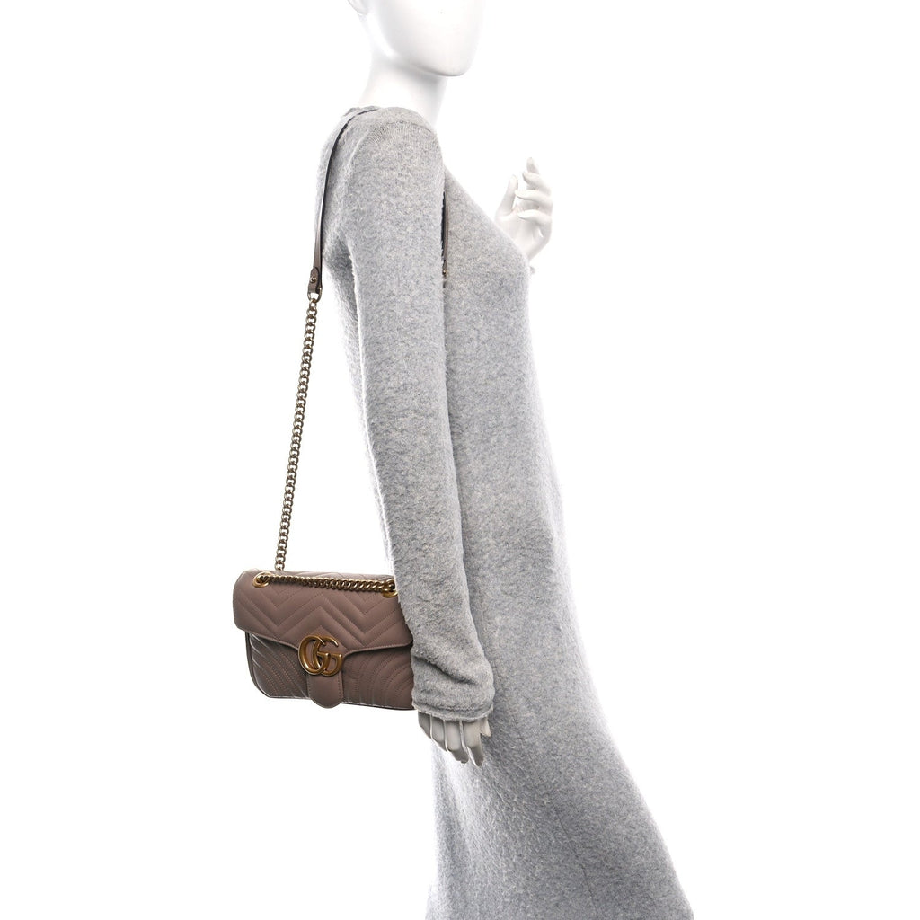 Calfskin Matelasse Small GG Marmont Shoulder Bag Porcelain Rose