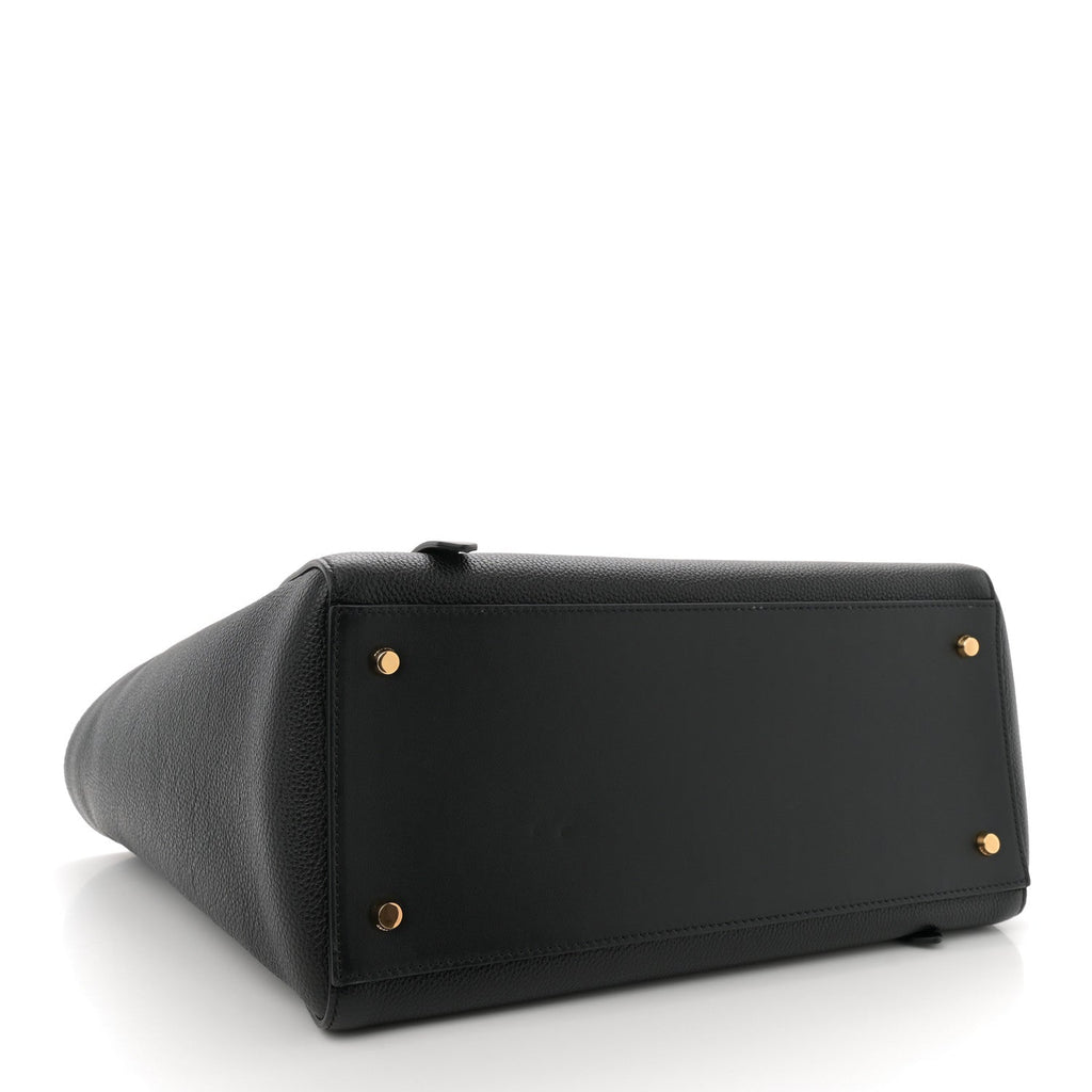 Grained Calfskin Buckle Tote Black