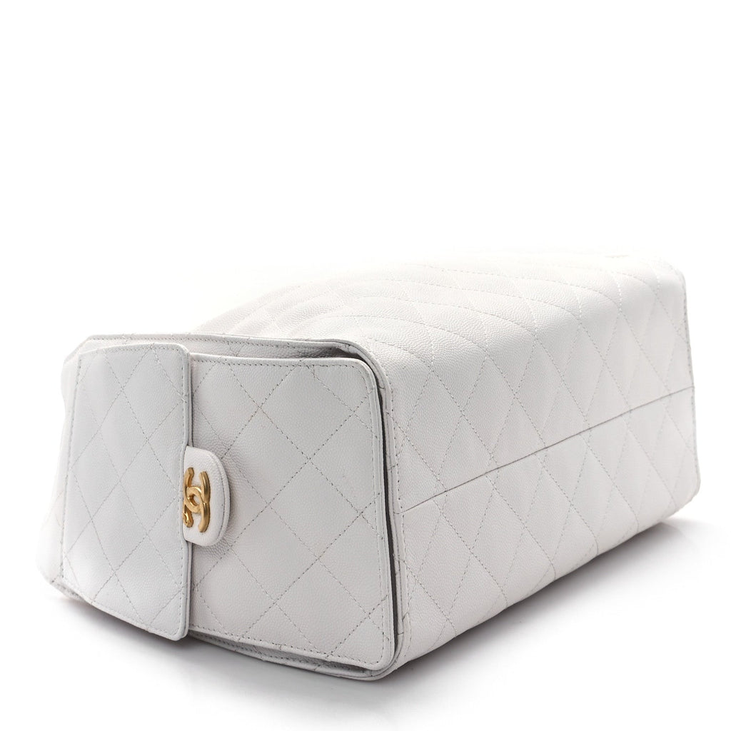 Caviar Quilted Small Chanel 25 Handbag White