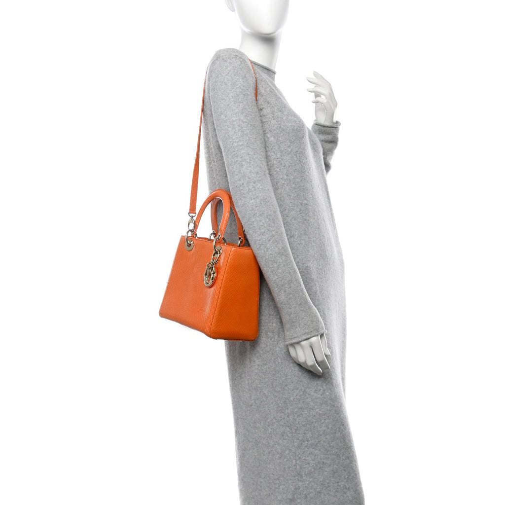 Snakeskin Medium Lady Dior Orange