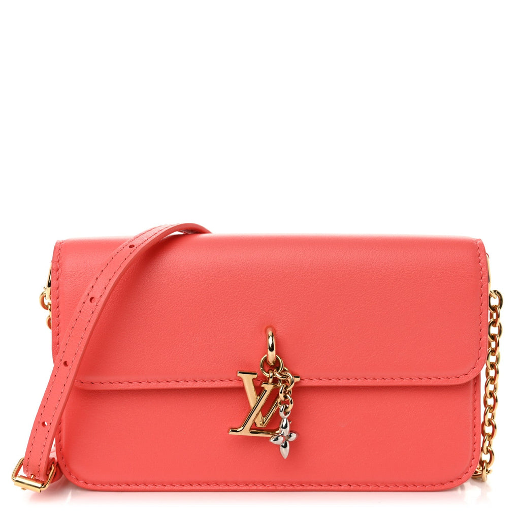 Calfskin Bloom Wallet On Chain Sweet Coral