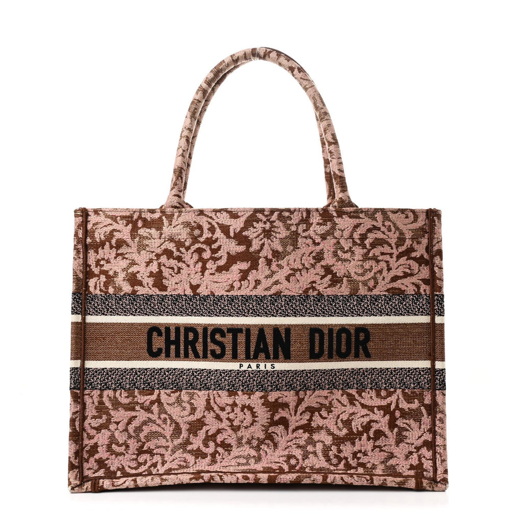 Canvas Embroidered Medium Brocart Book Tote Metallic Pink