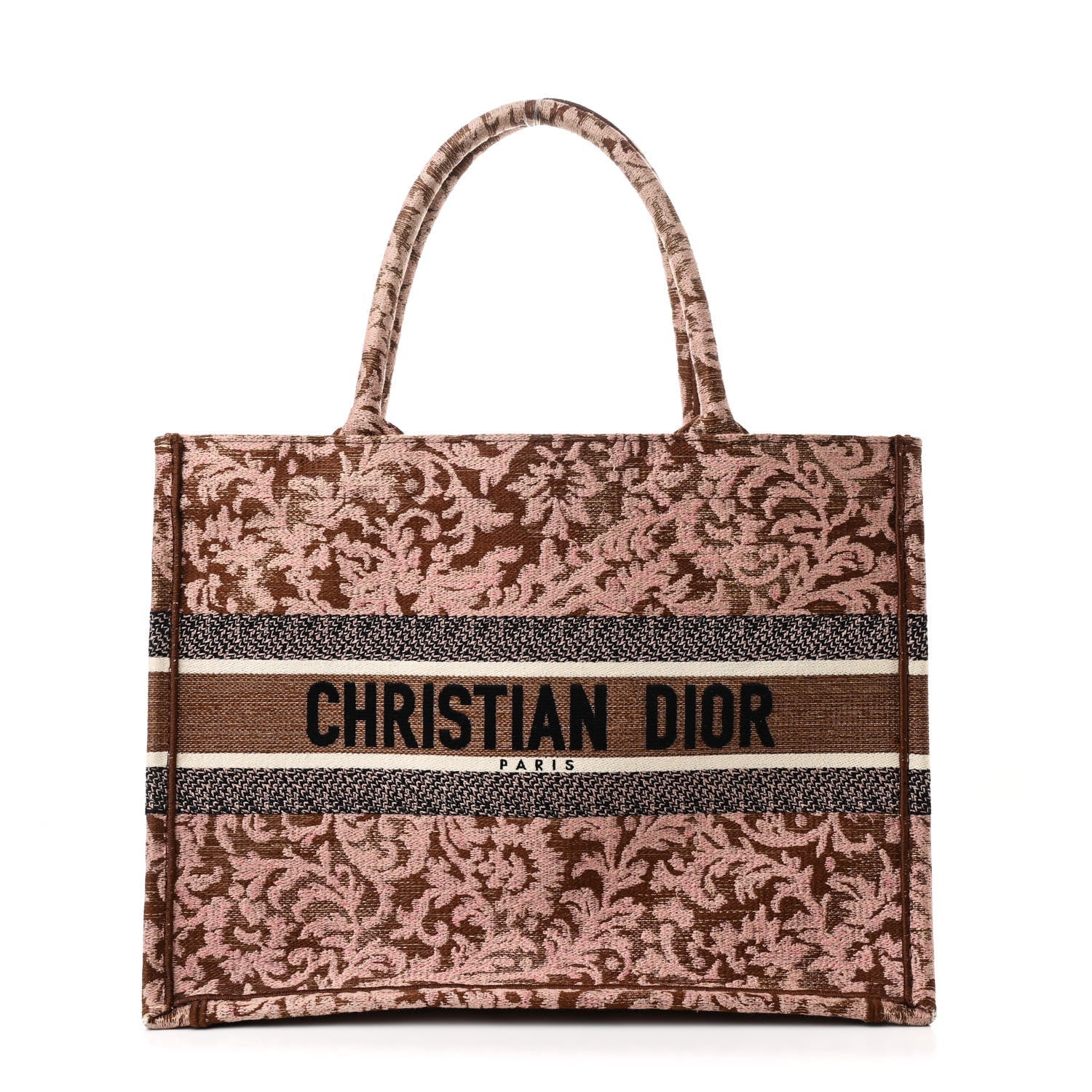 Canvas Embroidered Medium Brocart Book Tote Metallic Pink
