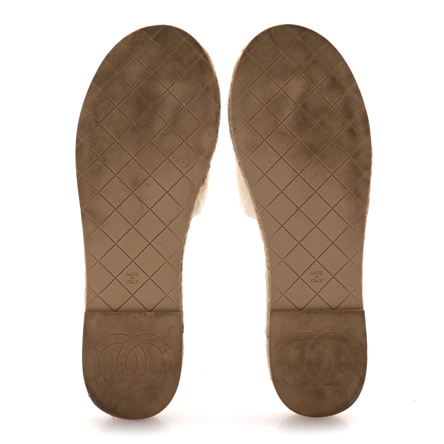 Lambskin Quilted CC Chain Espadrille Mules 37 White