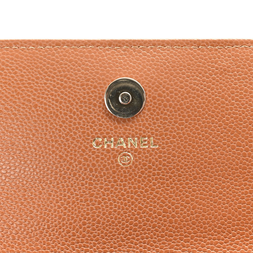 Caviar Quilted Business Affinity Clutch With Chain Flap Dark Beige