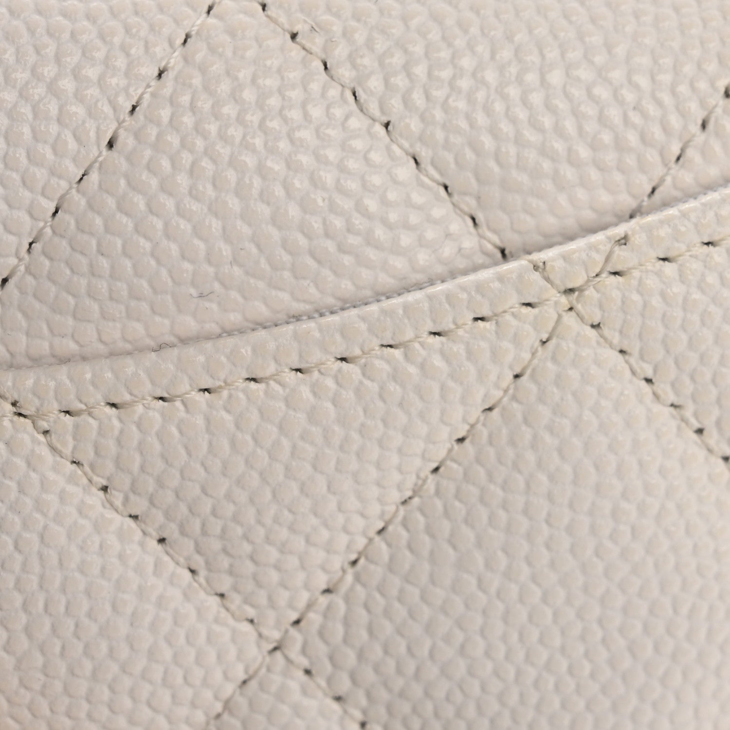 Caviar Quilted Flap  Holder On Chain White