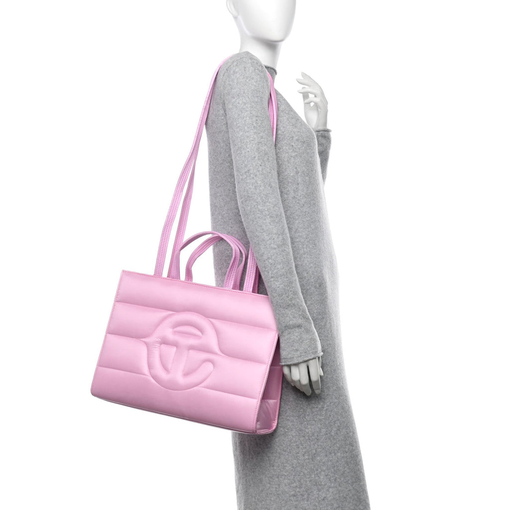 Nylon Medium Puff Shopping Bag Bubblegum