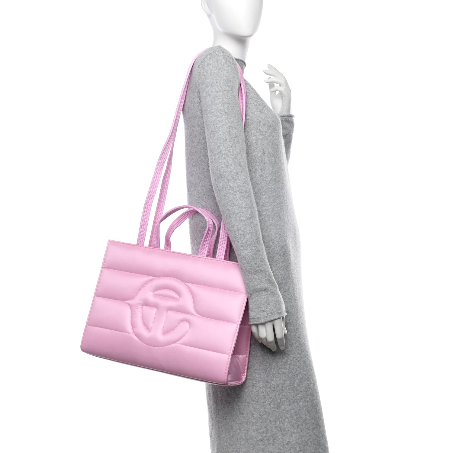 Nylon Medium Puff Shopping Bag Bubblegum