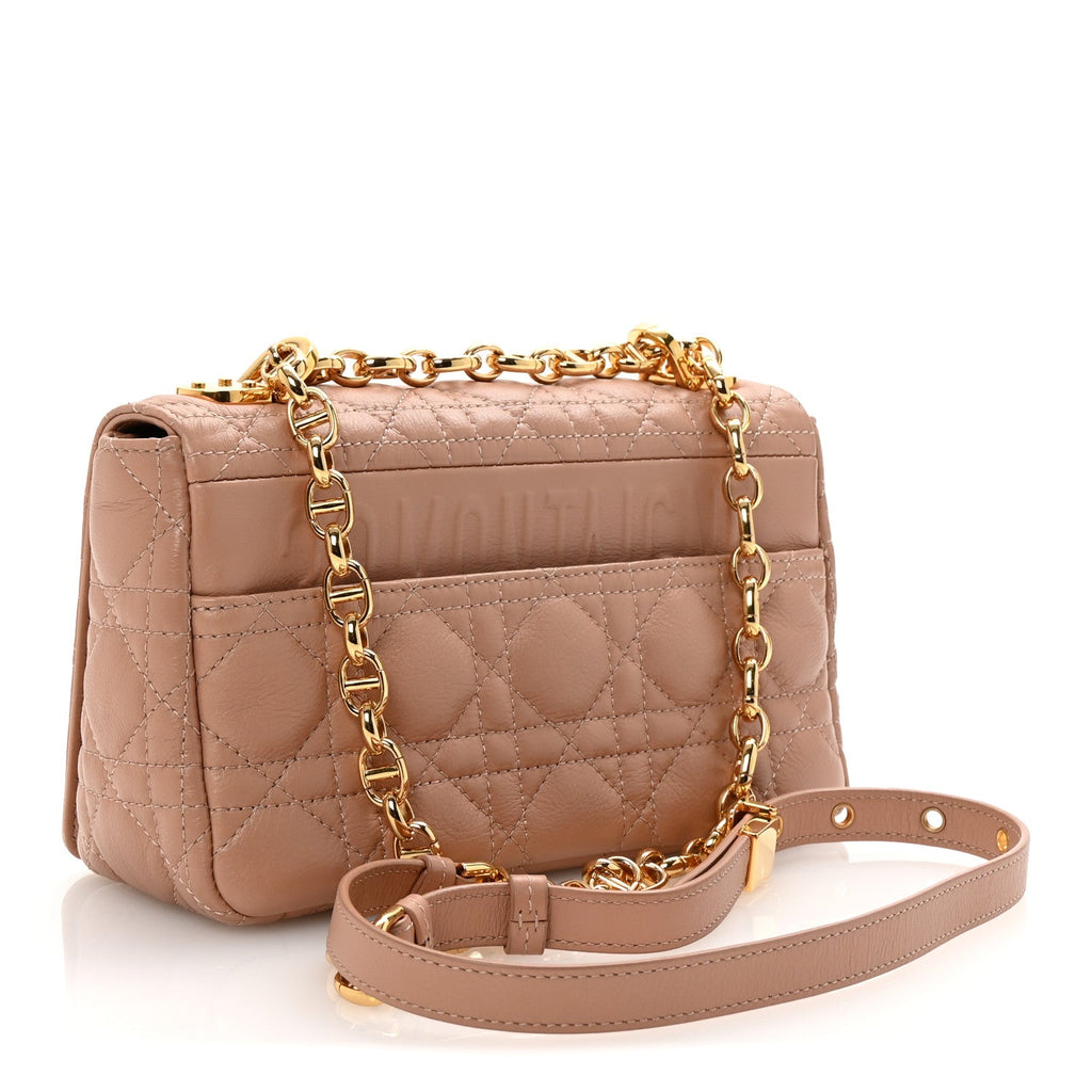 Calfskin Cannage Small Caro Bag Rose De Vents