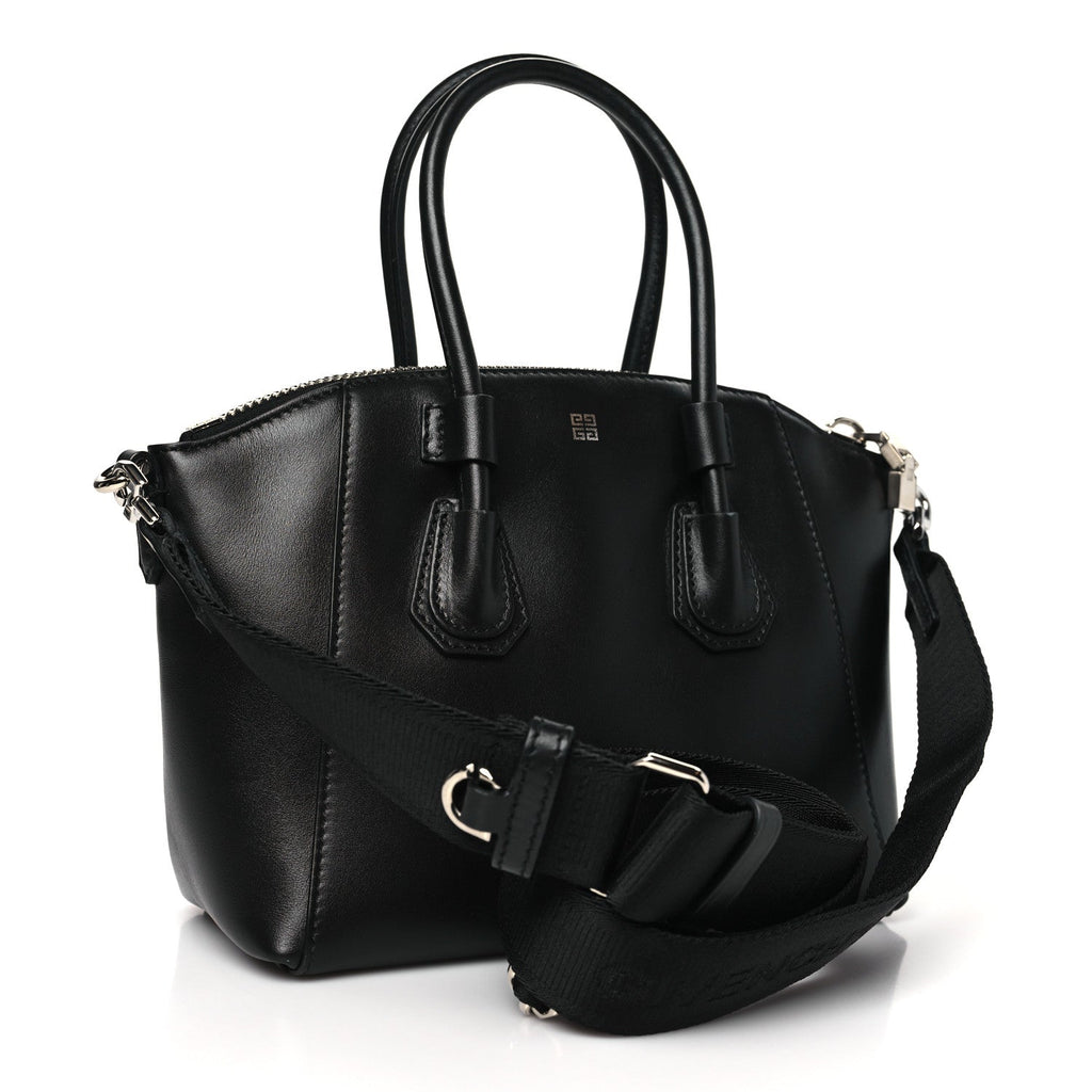 Box Calfskin Mini Sport Antigona Top Handle Bag Black