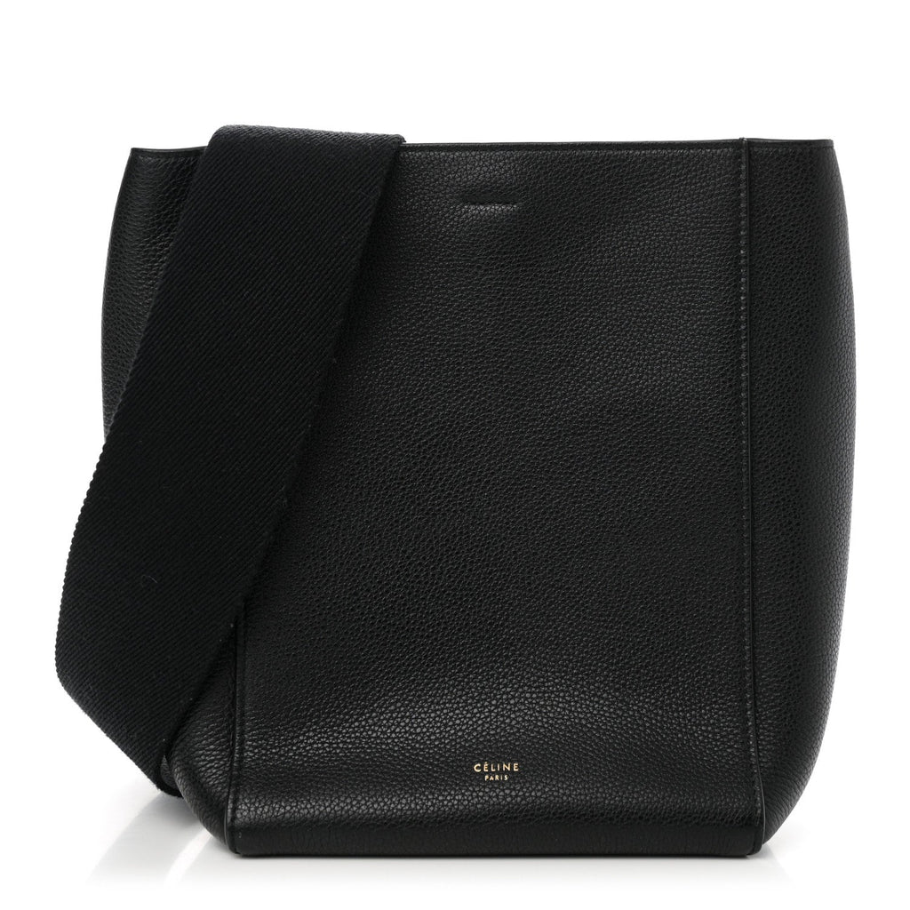 Soft Grained Calfskin Small Sangle Bucket Bag Black