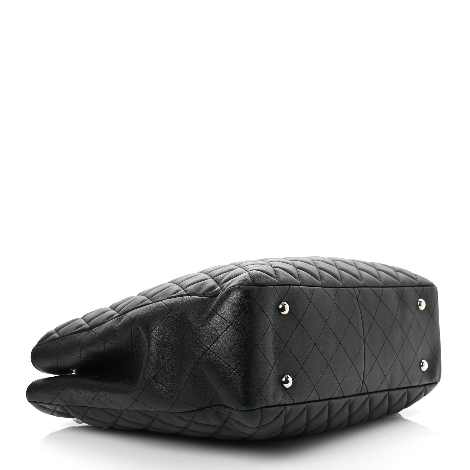 Calfskin Quilted Large CC Shopping Tote Black