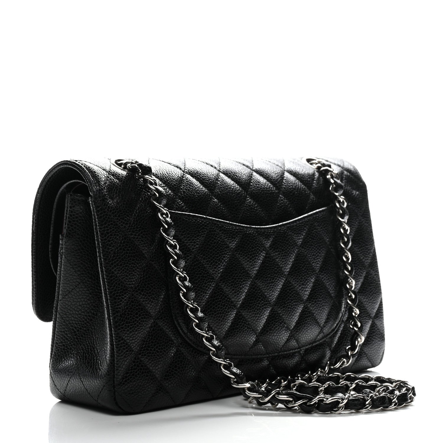 Caviar Quilted Medium Double Flap Black