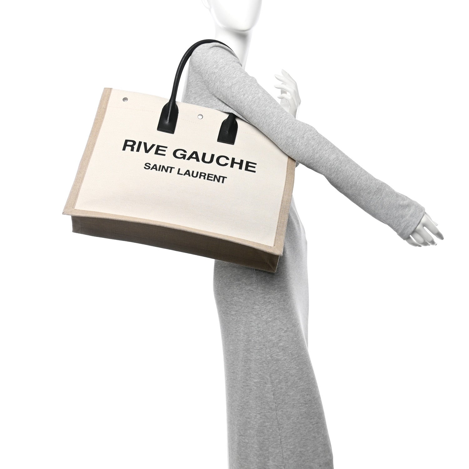 Linen Calfskin Rive Gauche Tote Optic White