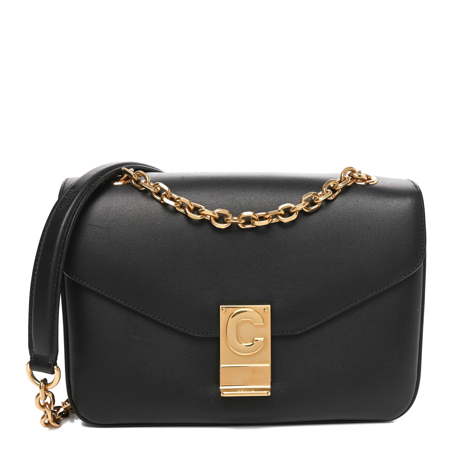 Shiny Calfskin Medium C Bag Black