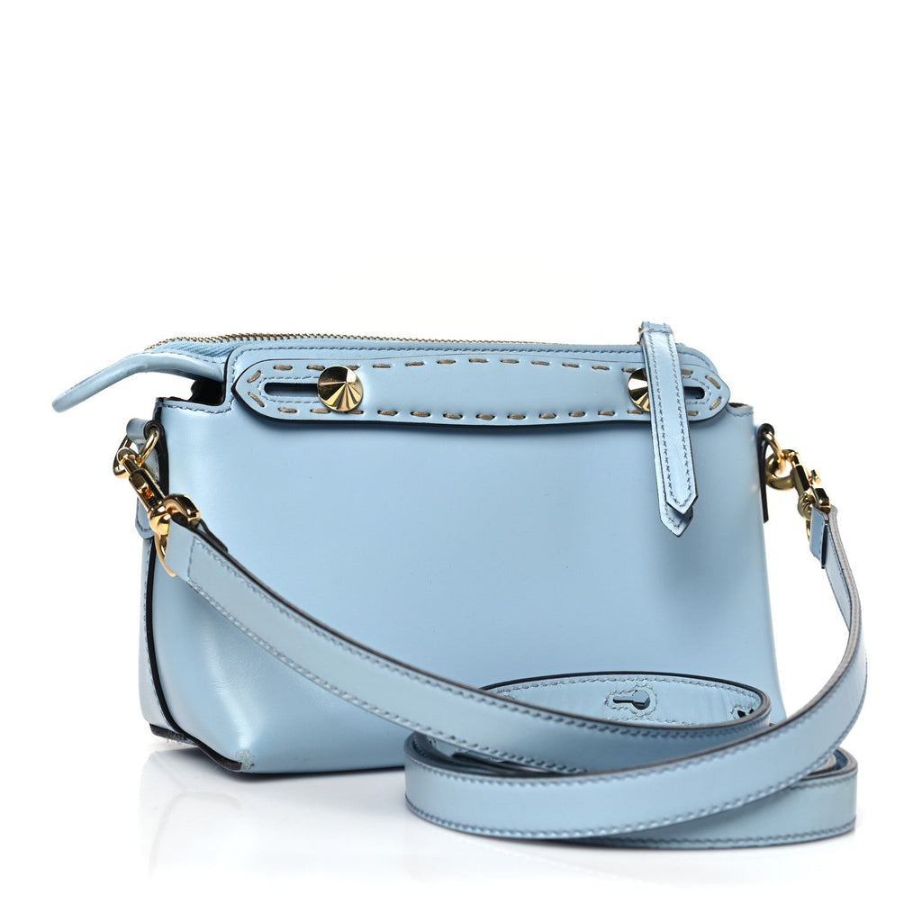 Vitello King Logo Embossed Mini By The Way Boston Bag Azzurro Baby