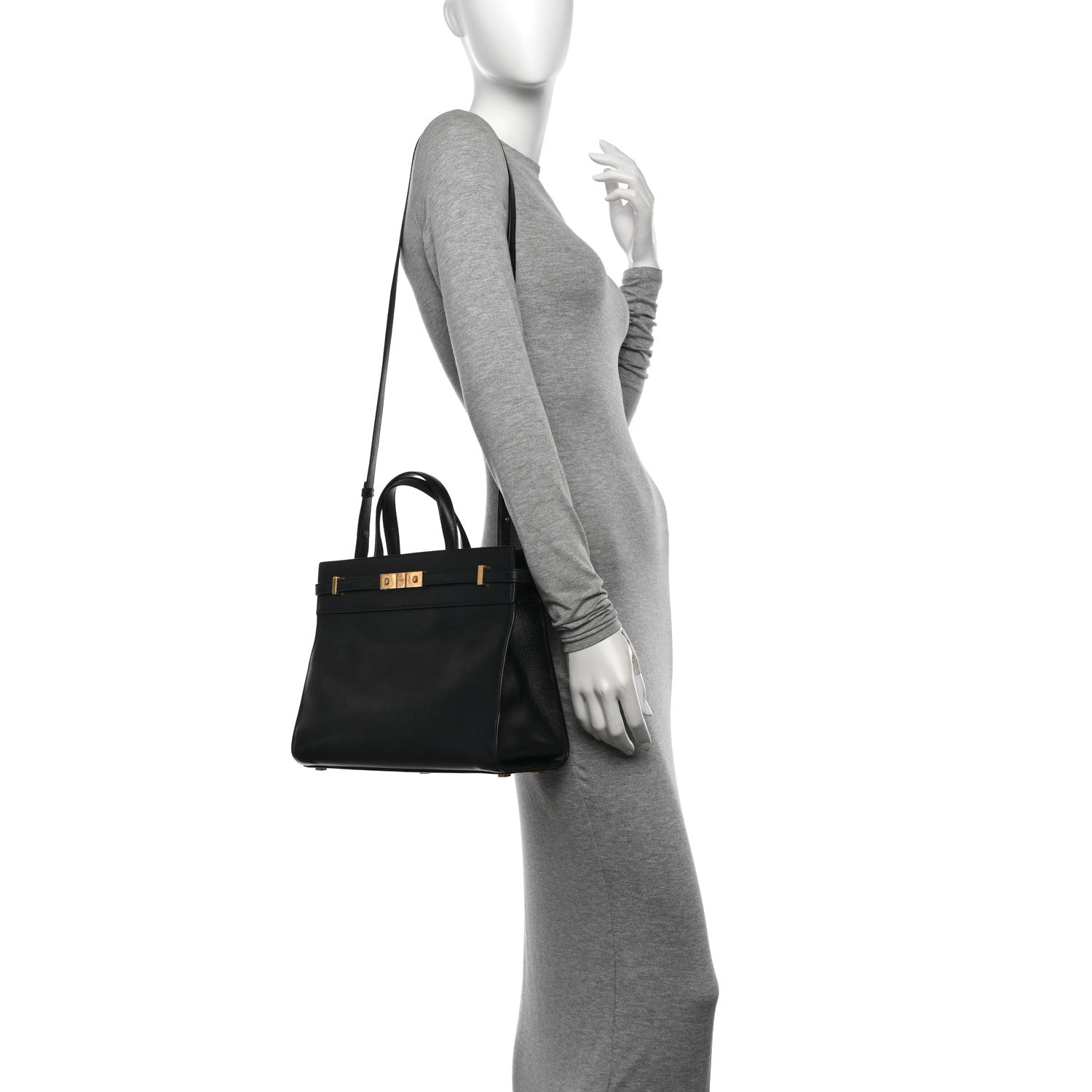 Calfskin Small Manhattan Shopper Tote Black
