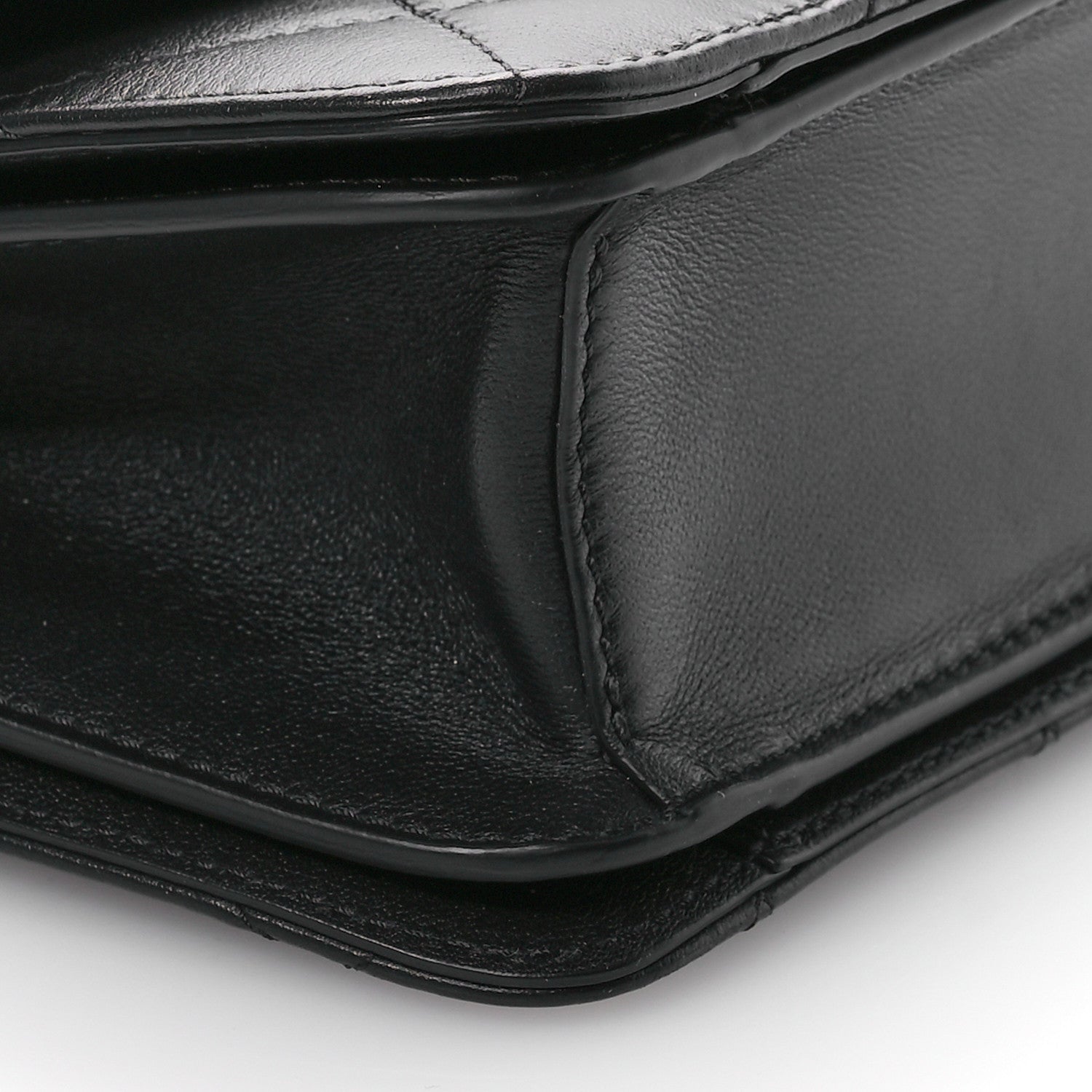 Calfskin Quilted Small Top Handle Flap Black
