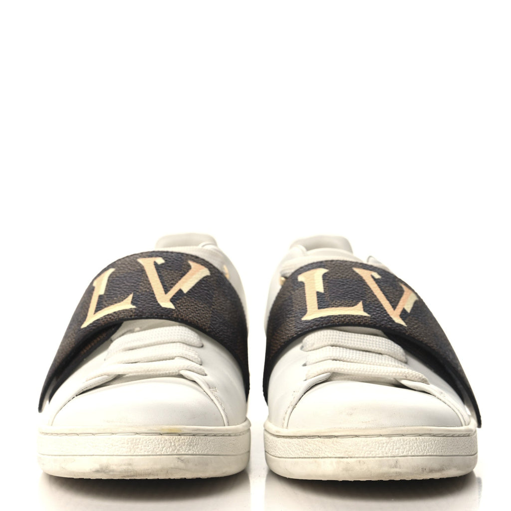 Damier Ebene Front Row Sneaker 37.5 White