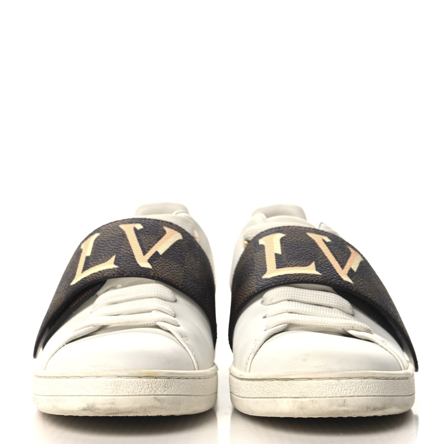 Damier Ebene Front Row Sneaker 37.5 White