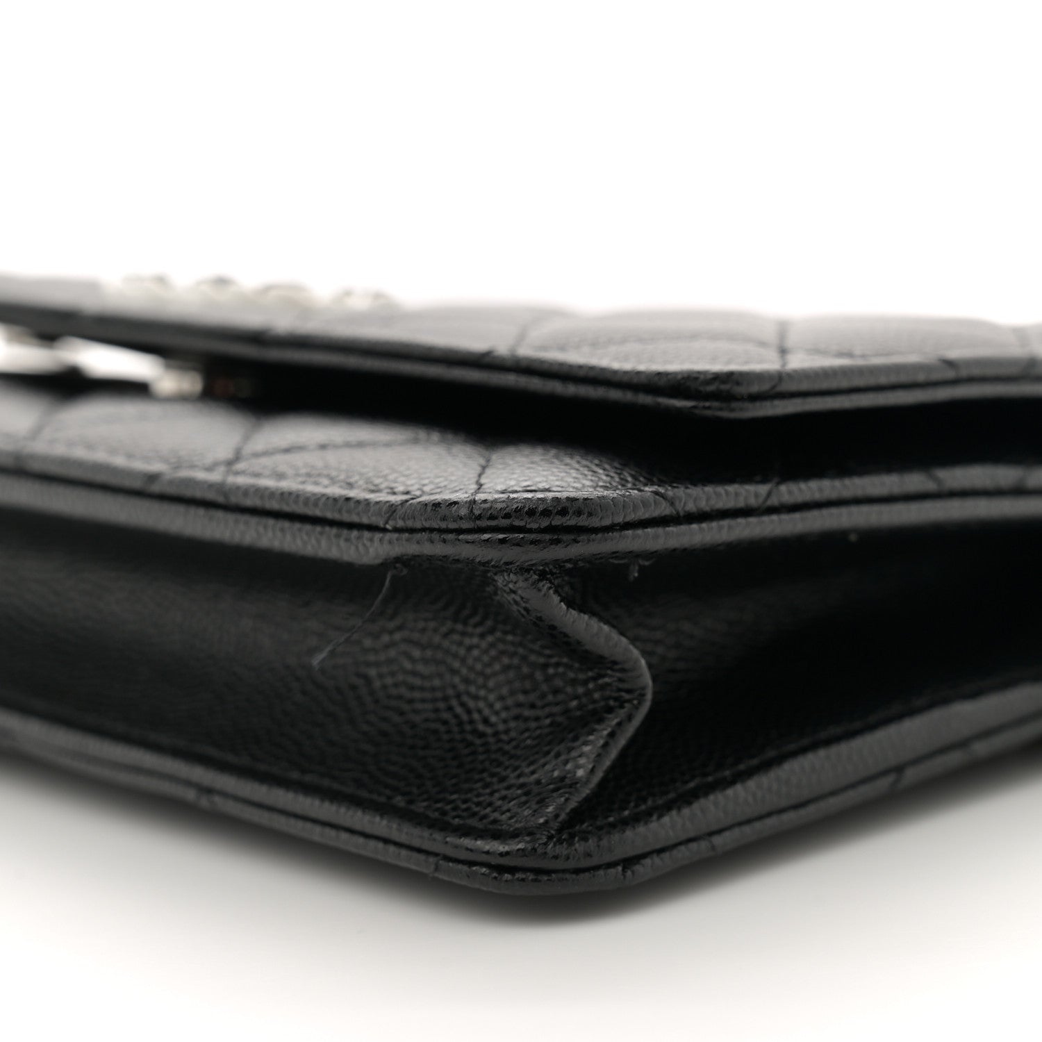 Caviar Quilted Chanel 19 Wallet On Chain WOC Black White