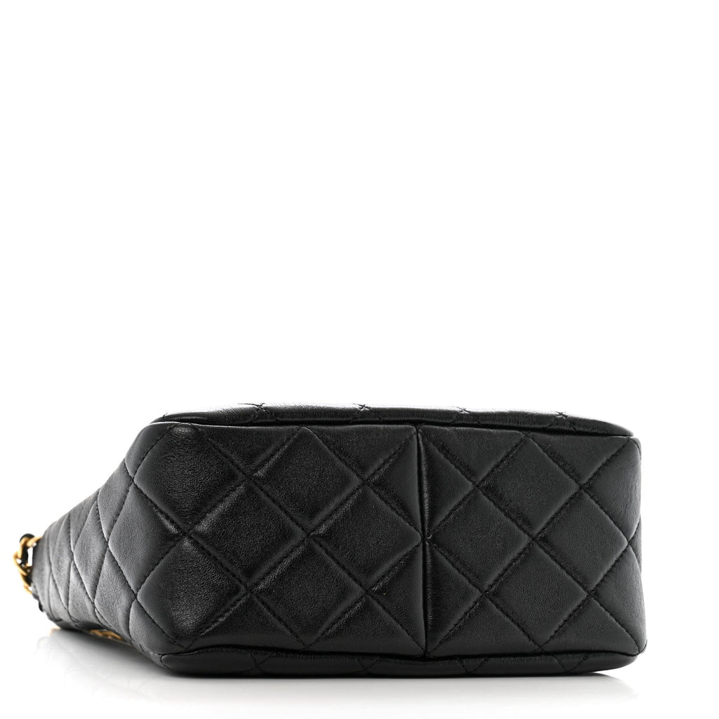 Lambskin Quilted Multi Chain Hobo Black